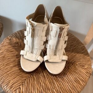Jessica Simpson Cream Peep-Toe Zipper Sandal Booties